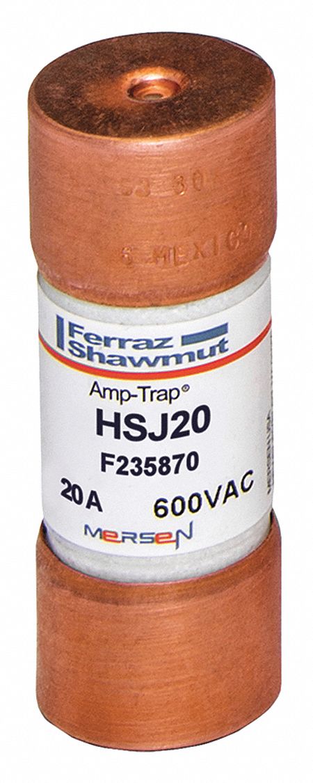 MERSEN Fuse: 20 A, 600V AC, 2-1/4 in L x 13/16 in dia Fuse Size,  Cylindrical Body