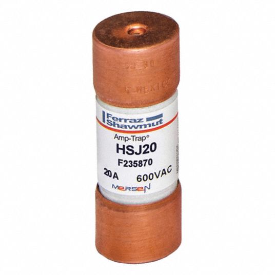 MERSEN Fuse: 20 A, 600V AC, 2-1/4 in L x 13/16 in dia Fuse Size,  Cylindrical Body