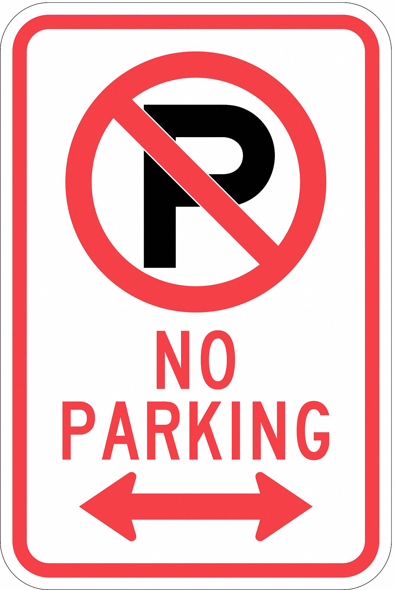 LYLE No Parking Sign: 18 in x 12 in Nominal Sign Size, Aluminum, 0.063 ...