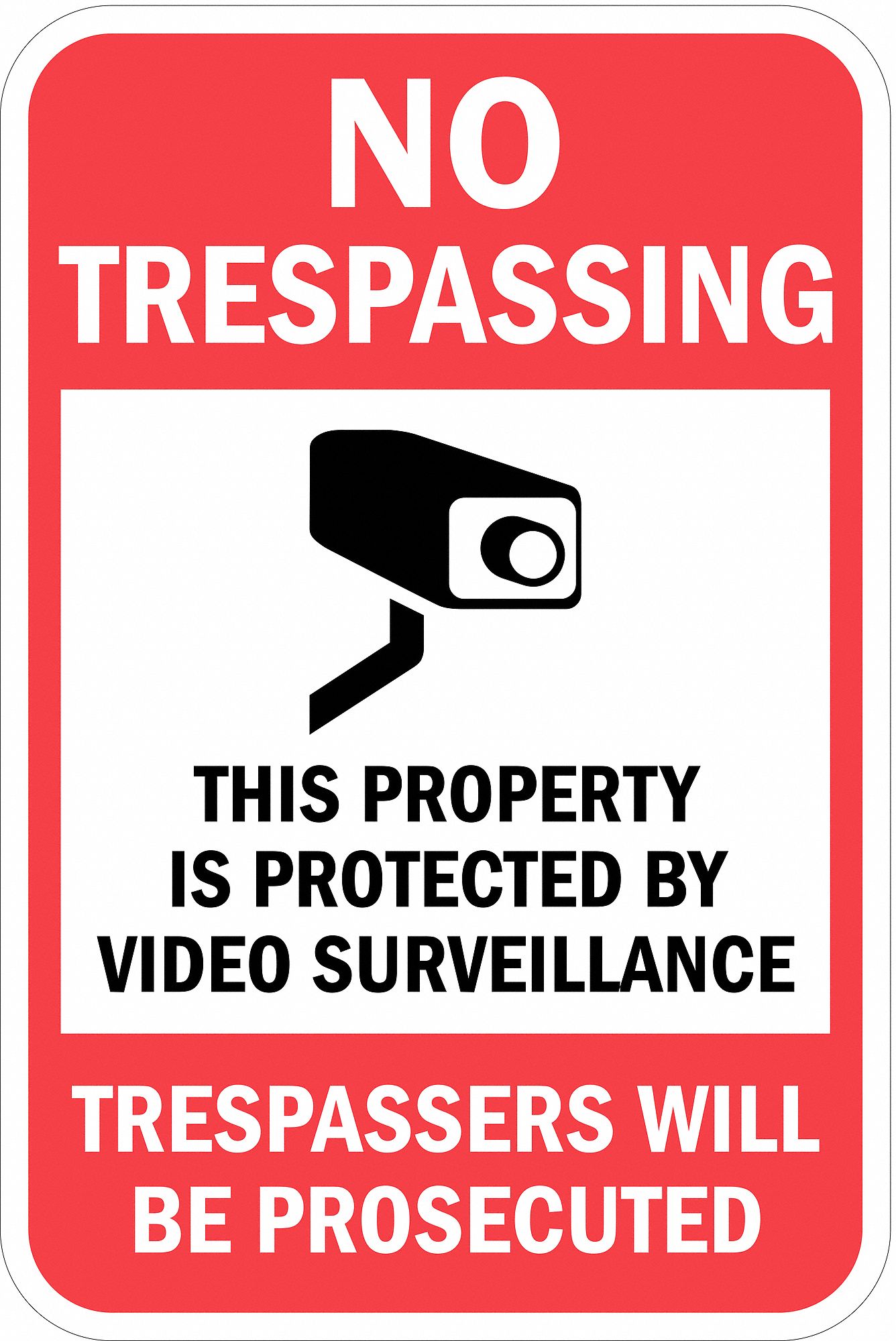 No Trespassing Video Surveillance Sign Security Camera 12"x 18" Aluminum Metal 