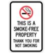 This Is A Smoke-Free Property Thank You For Not Smoking Signs