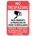 No Trespassing: This Property Is Protected By Video Surveillance Private Property No Unauthorized Parking Or Waiting No Soliciting Or Loitering. Signs