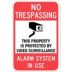 No Trespassing: This Property Protected By Video Surveillance Alarm System In Use Signs