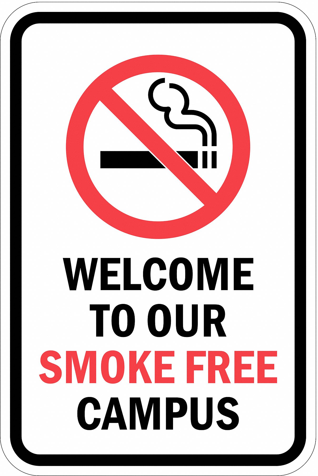 Reflective  No Smoking  Sign: Aluminum, Mounting Holes Sign Mounting, Engineer Grade, 0.063 in Thick