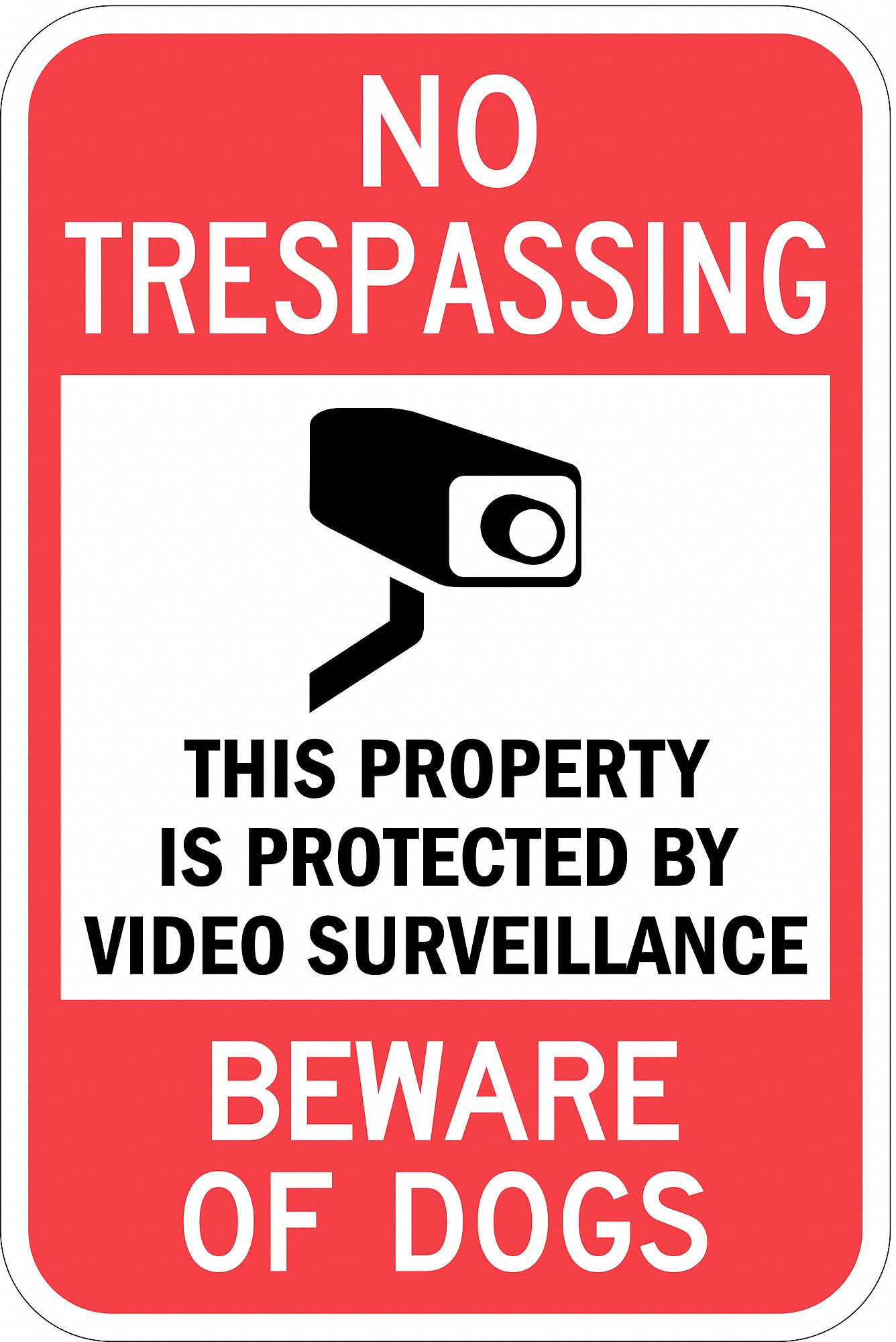 Reflective  No Trespassing Sign: Aluminum, Mounting Holes Sign Mounting, 0.063 in Thick