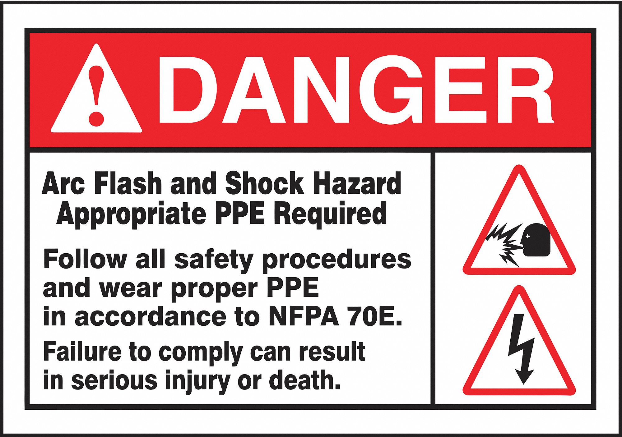 Arc Flash Label: Vinyl, Adhesive Sign Mounting, 5 in x 7 in Nominal Sign Size, Not Retroreflective