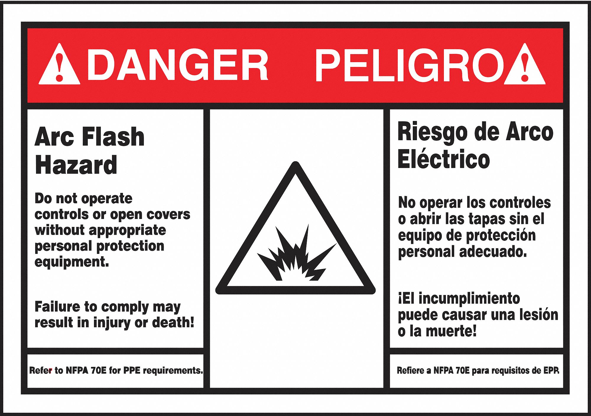 Arc Flash Label: Vinyl, Adhesive Sign Mounting, 3 1/2 in x 5 in Nominal Sign Size, 0.006 in Thick