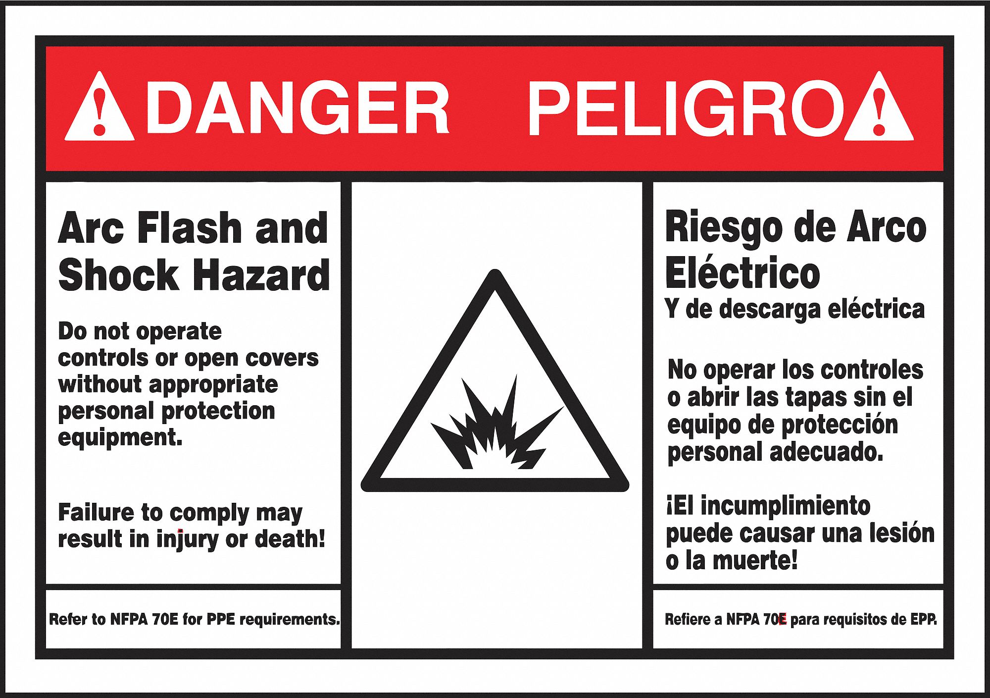 Arc Flash Label: Vinyl, Adhesive Sign Mounting, 3 1/2 in x 5 in Nominal Sign Size, 0.006 in Thick