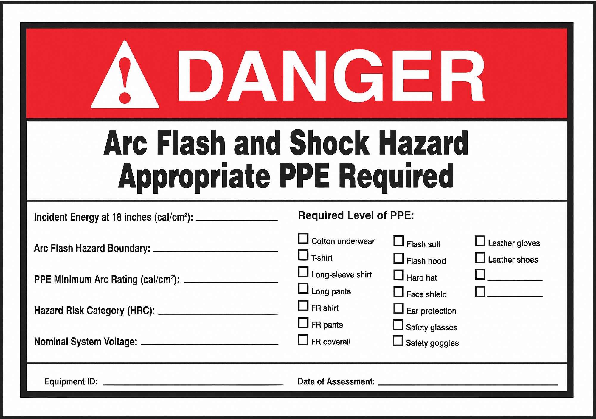 Arc Flash Label, 7 in x 10 in, Vinyl