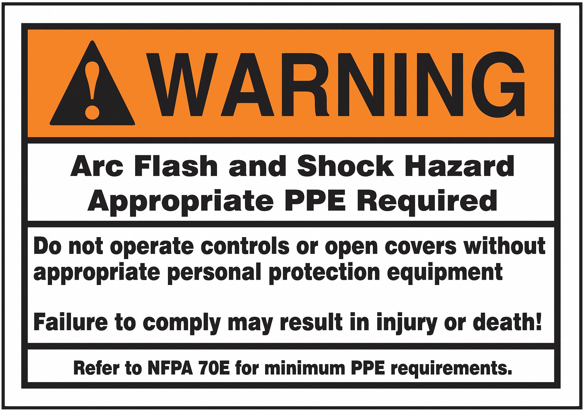 Arc Flash Label: Vinyl, Adhesive Sign Mounting, 3 1/2 in x 5 in Nominal Sign Size, 0.006 in Thick