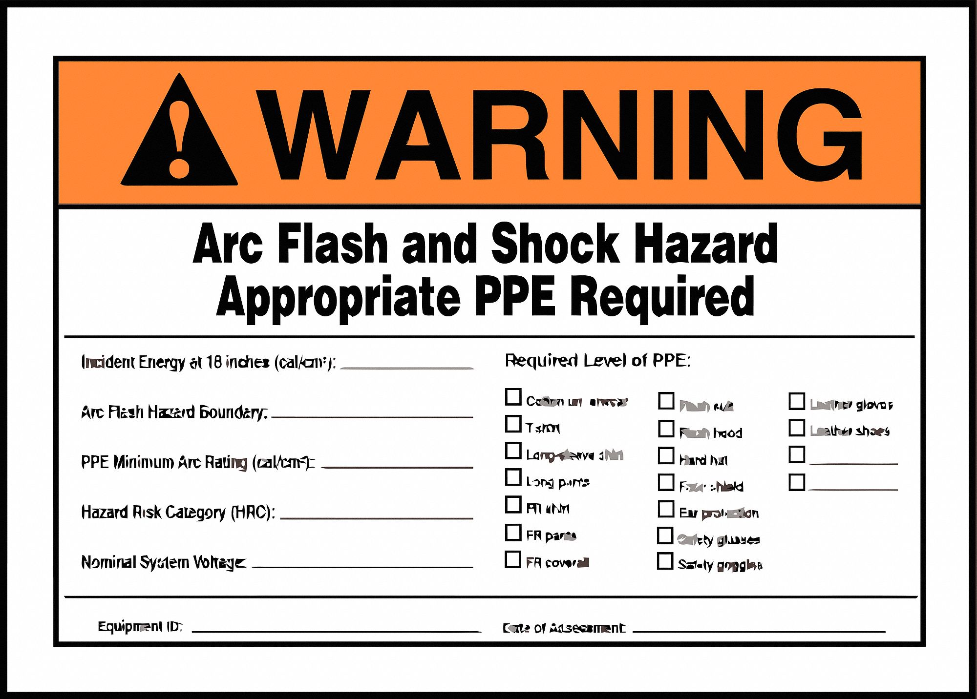 Arc Flash Label: Vinyl, Adhesive Sign Mounting, 5 in x 7 in Nominal Sign Size, Not Retroreflective