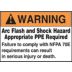 Warning: Arc Flash And Shock Hazard Appropriate PPE Required Failure To Comply With NFPA 70E Requirements Can Result In Serious Injury Or Death Signs