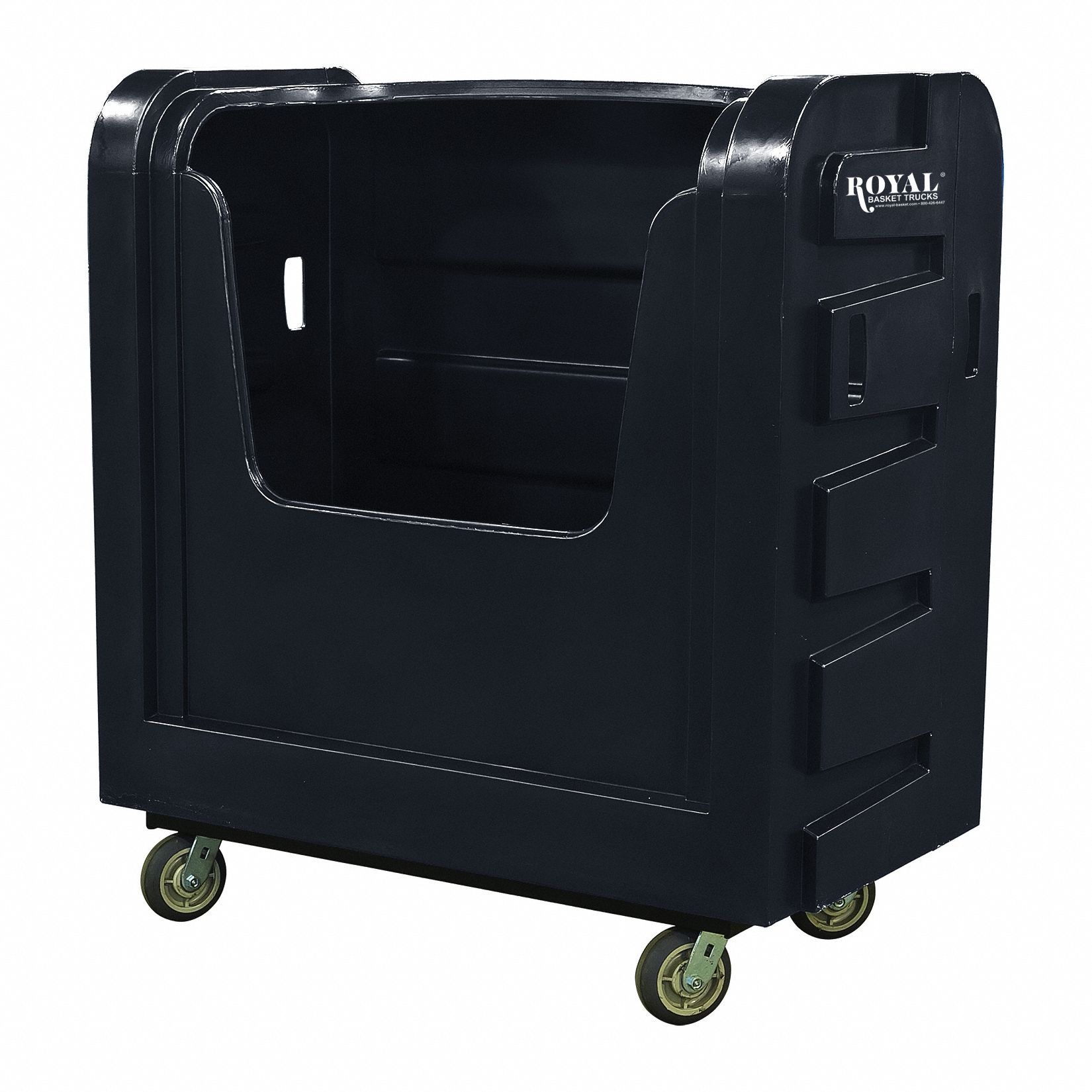 Bulk Transport Cart: Black, (2) Rigid/(2) Swivel, 50 1/2 in Overall Lg