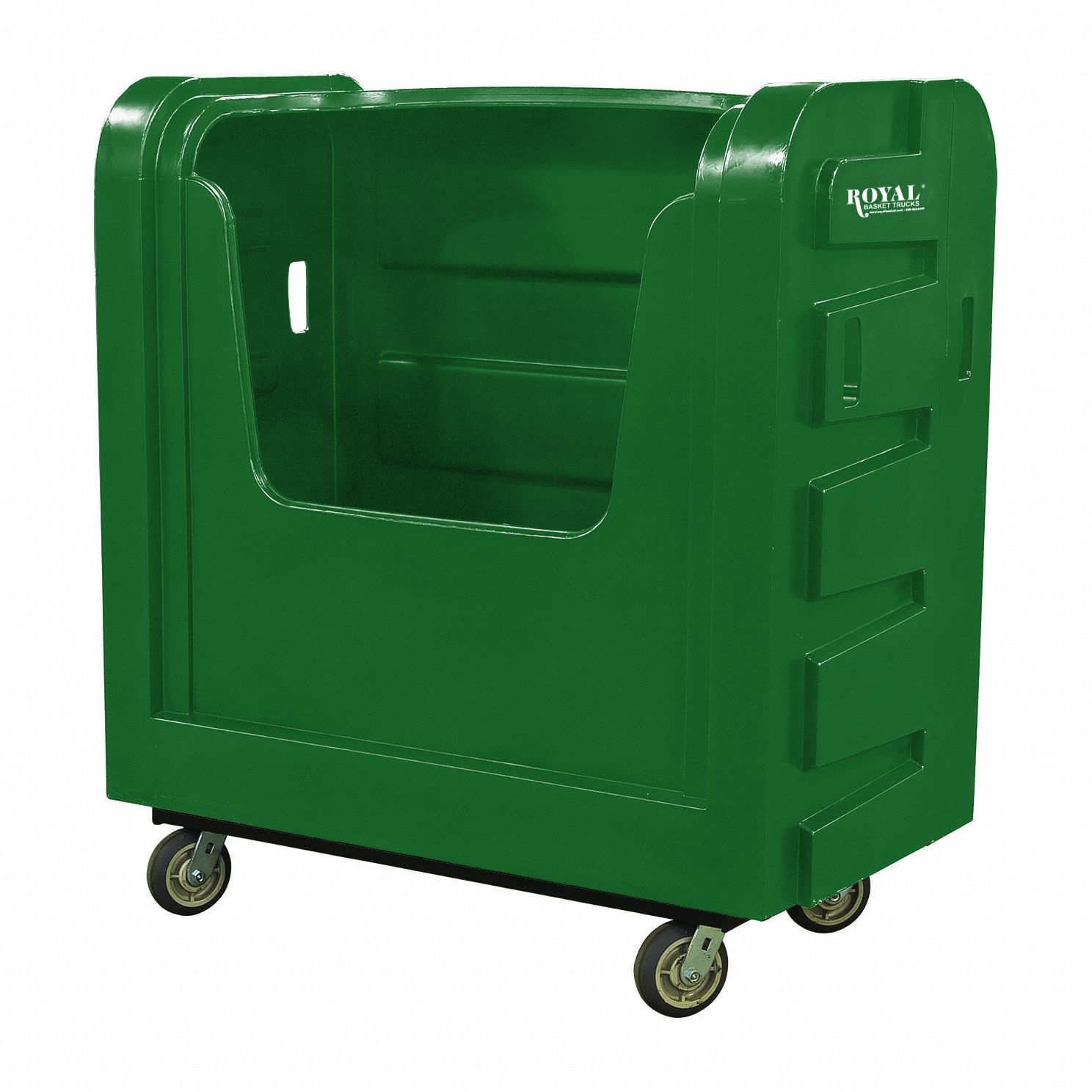 Bulk Transport Cart: Green, (2) Rigid/(2) Swivel, 50 1/2 in Overall Lg