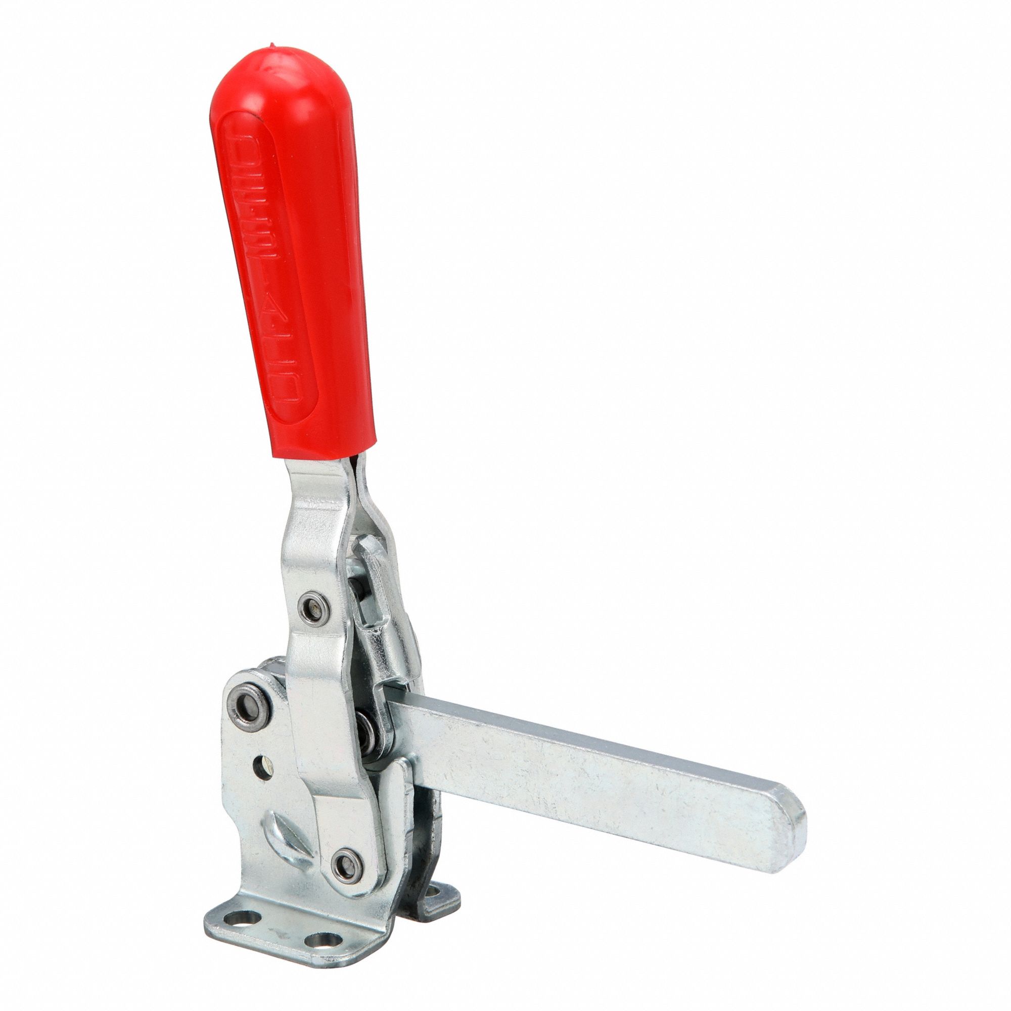 Straight Line Clamp: Std Vertical  Handle, Flange Base Mounting, 3.48 in Arm Lg, Std