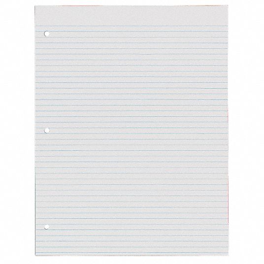 ABILITY ONE Looseleaf Paper, Sheet Size 81/2 in x 11 in, Ruled, Number of Sheets 100, Color