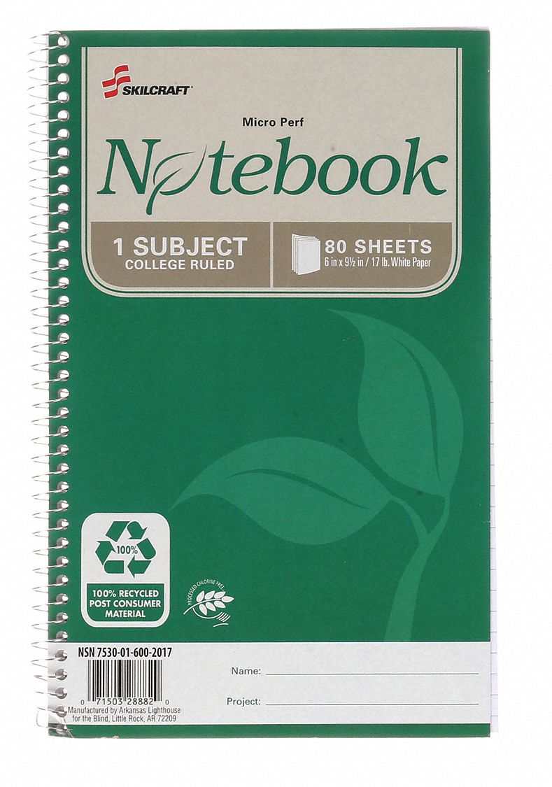 SPIRAL BOUND NOTEBOOK,6INX9-1/2IN,PK3