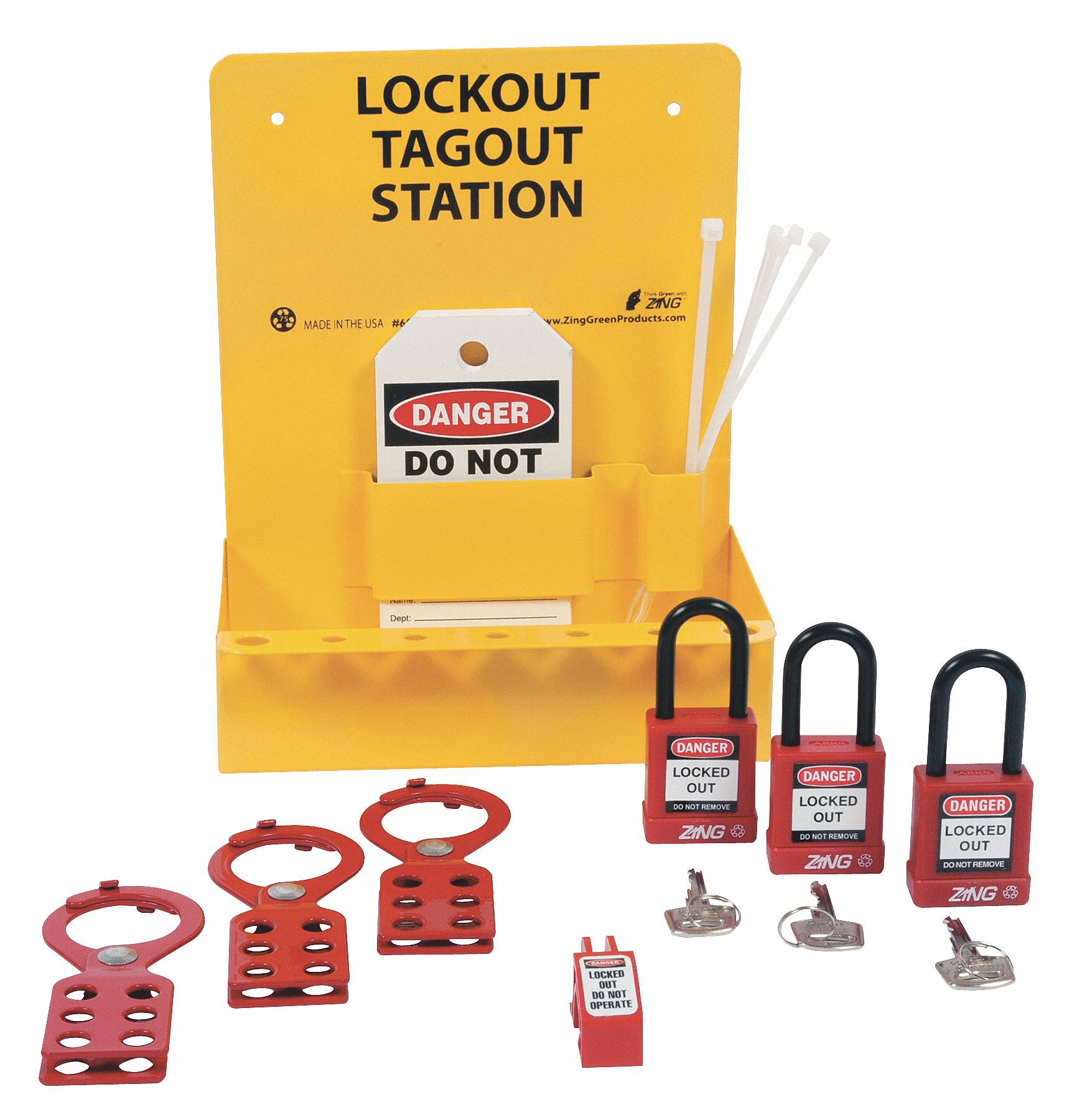 ZING Lockout Station: 17 Components Included, Electrical, Lockout Station,  Keyed Different Padlocks