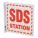 HIGH VISIBILITY SAFETY SIGN, SDS STATION, L-SHAPED, 7 IN HEIGHT, 7 IN WIDTH, PLASTIC, SURFACE MOUNT