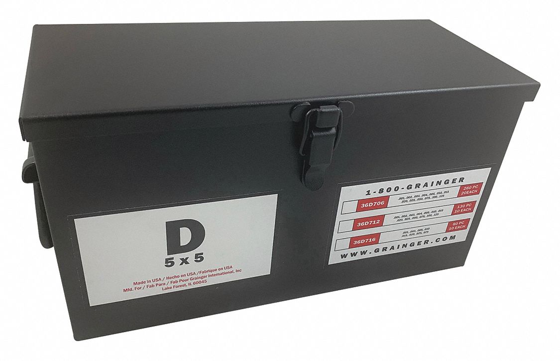 GRAINGER APPROVED Stainless Steel Slotted Shim with Tab Assortment, 260