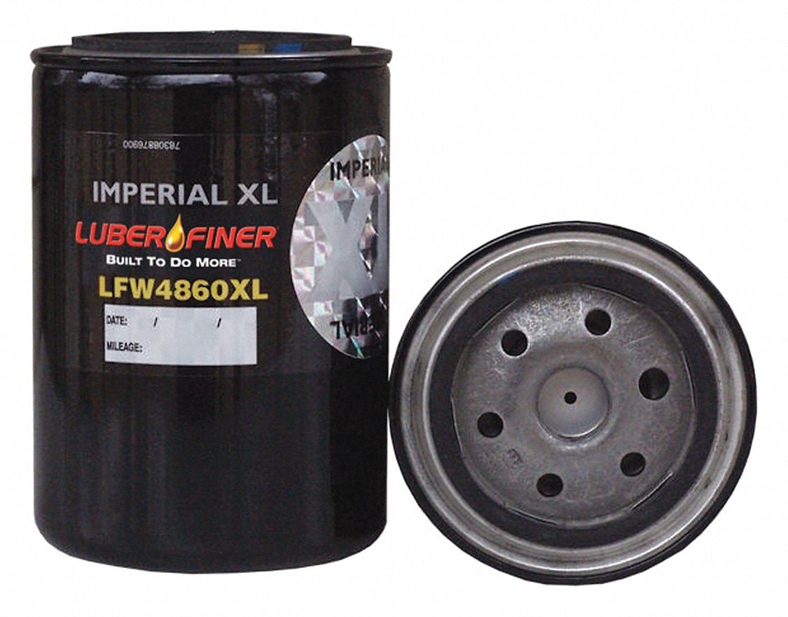 Coolant Filter: Coolant, Spin-On, 3/4"-20 Thread Size, 5 5/16 in Overall Ht, Mack, Glass