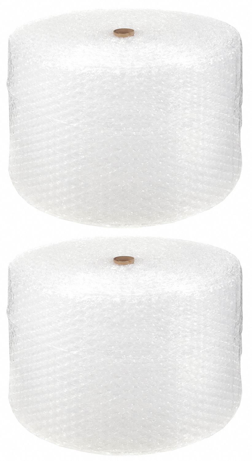 Bubble Rolls: 1/2 in Bubble Size, 24 in Roll Wd, 250 ft Roll Lg, Clear, 2 PK