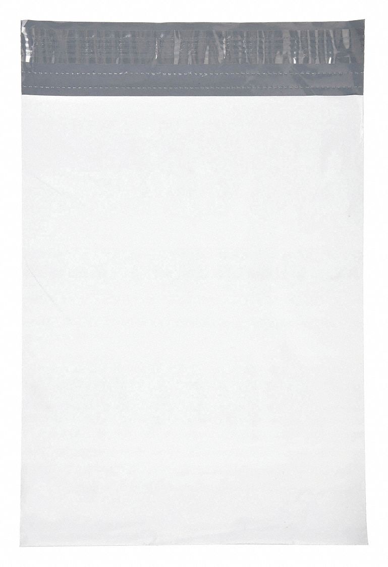 Poly Mailers: 12 in x 15 1/2 in, 12 in x 15 1/2 in, With Tear Strip, 500 PK