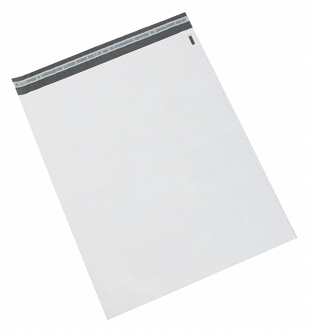 GRAINGER APPROVED Poly, Poly Mailers, White, 19 in x 24 in Usable WxL, 19 in x 24 in Outside WxL