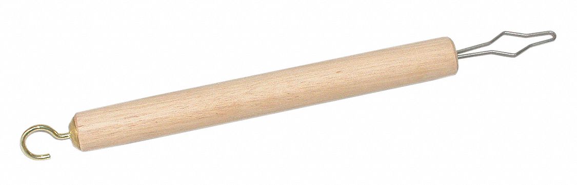 Button Aid/Zipper Pull: 5/8 in Overall Wd, 3/8 in Overall Lg, 9 3/8 in Overall Ht, Wood, Brown