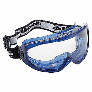 SAFETY GOGGLES, SEALED, ANTI FOG, SCRATCH RESISTANT, BLUE/BLACK, CLEAR, TPR, PC, NYLON