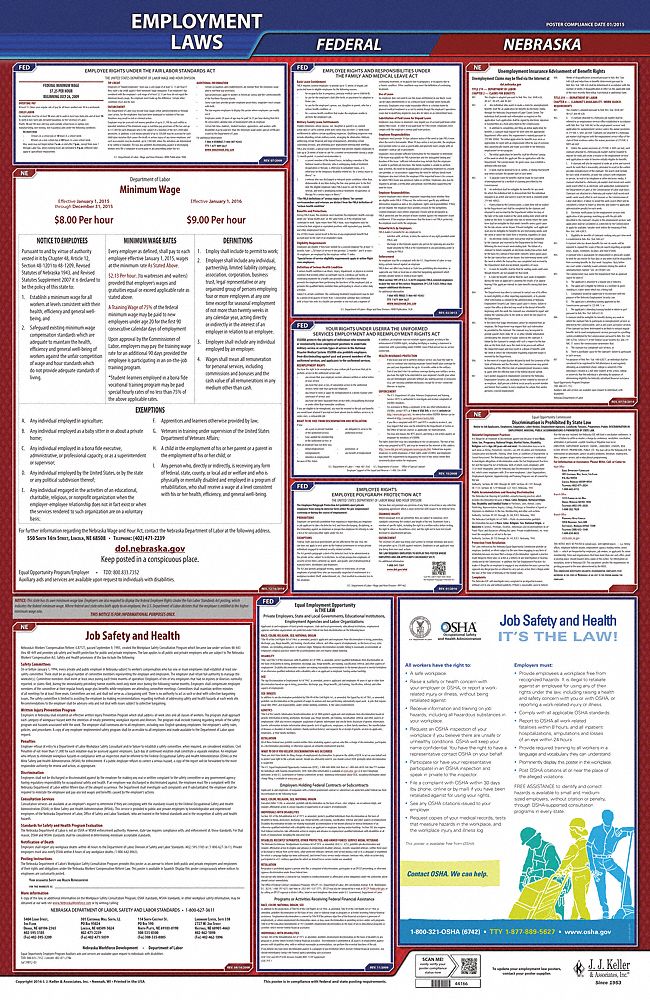 Labor Law Poster: Federal and State Labor Law, NE, English, Plastic, 24 in x 40 in, FMLA
