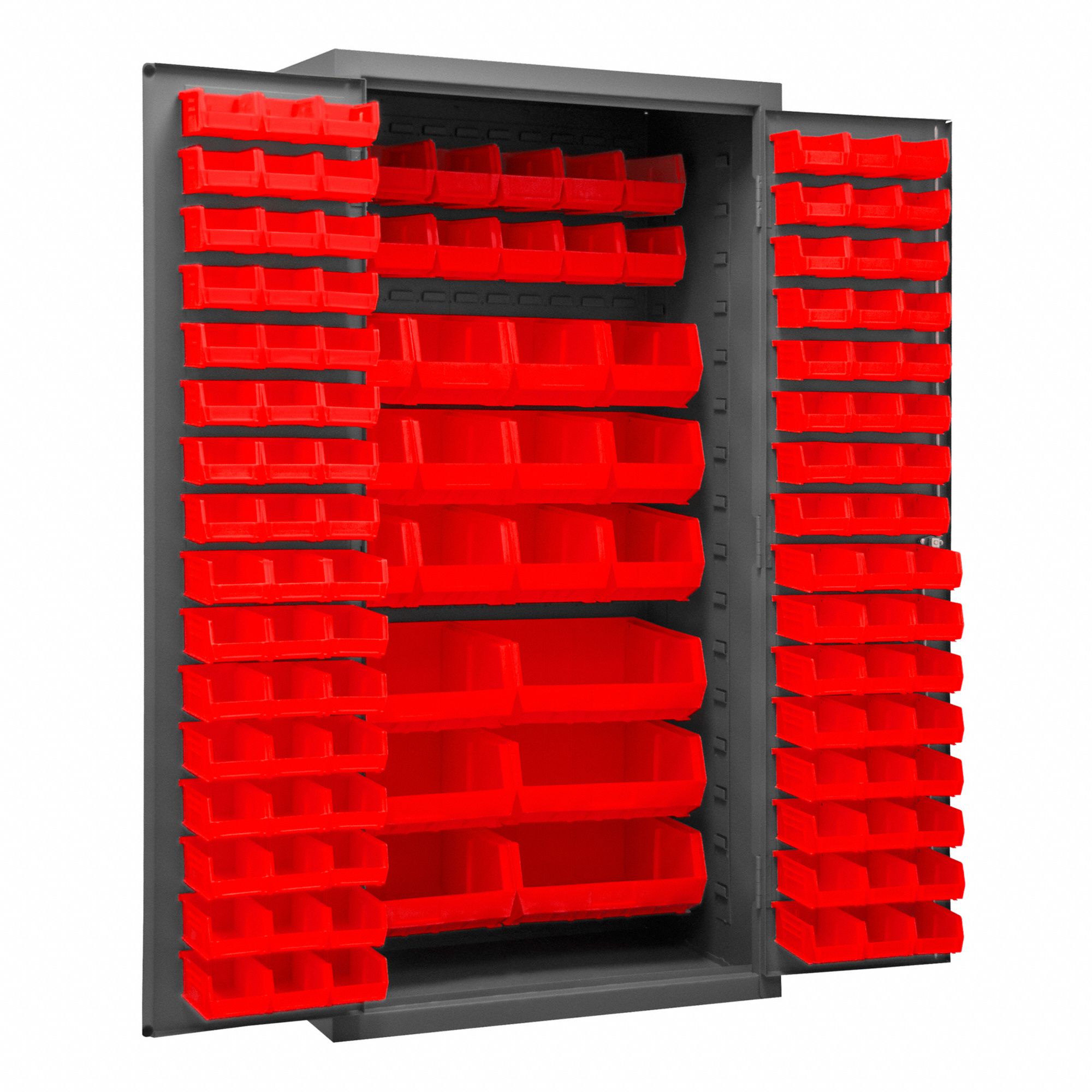 DURHAM MFG Bin Cabinet: 36 in x 24 in 72 in, 0 Shelves, 126 Bins, Red ...