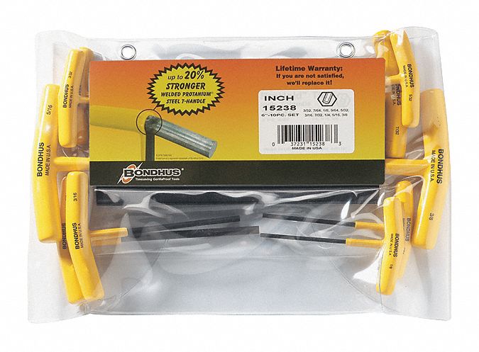 ENS CLE HEX,POIGNEE T,10 PIECES