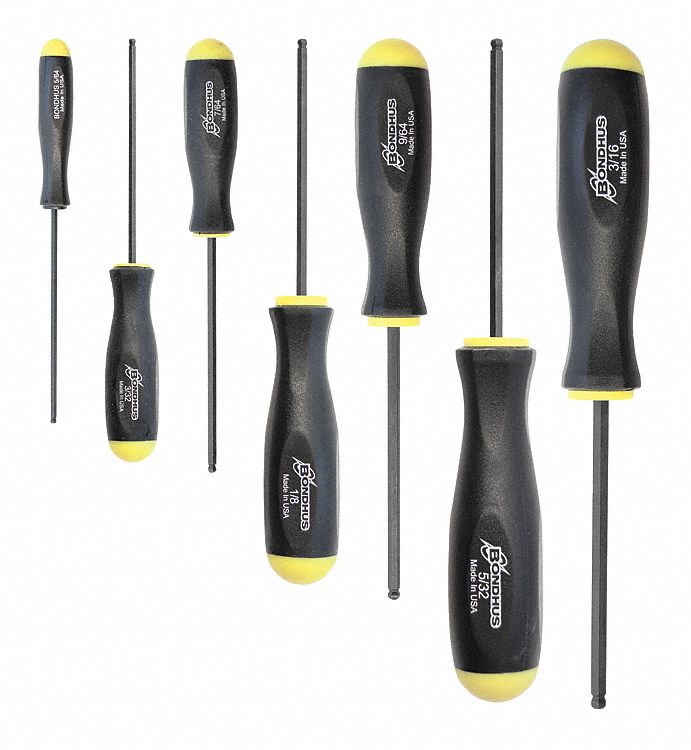 BONDHUS, Ball Driver Set 7 Pce Set 5/64 Thru 3/16 36F56110645 Grainger