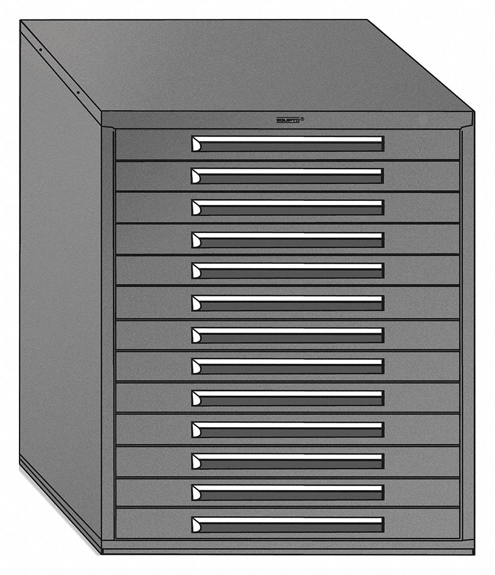 EQUIPTO, 36 7/8 in x 25 in x 59 in, 13 Drawers, Modular Drawer Cabinet ...