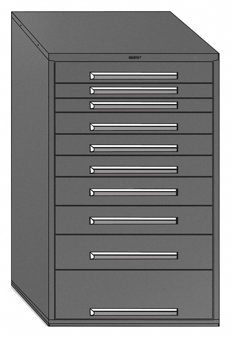 EQUIPTO, 36 7/8 in x 19 in x 59 in, 10 Drawers, Modular Drawer Cabinet ...