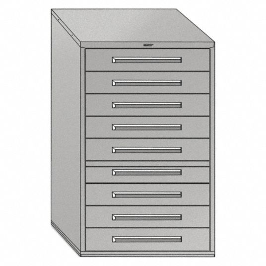 EQUIPTO, 36 7/8 in x 19 in x 59 in, 9 Drawers, Modular Drawer Cabinet ...