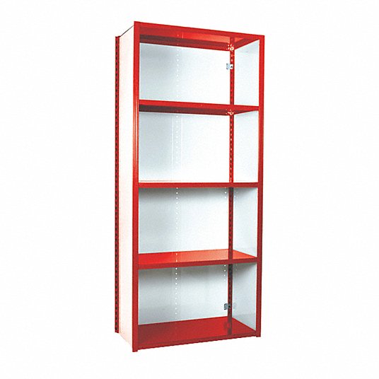 Equipto Metal Shelving Starter Heavy, Red Metal Glass Shelves