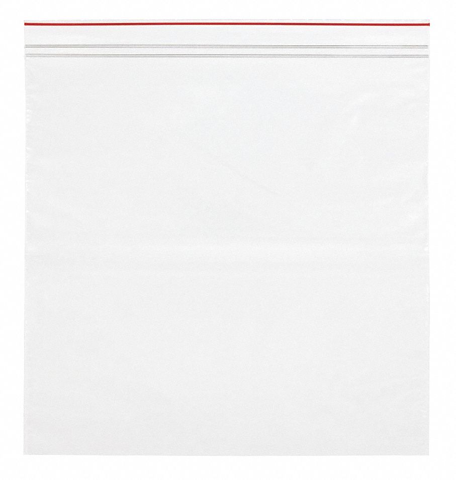 MINIGRIP RED LINE Reclosable Poly Bag, Bag Closure Type Zip Seal, Low