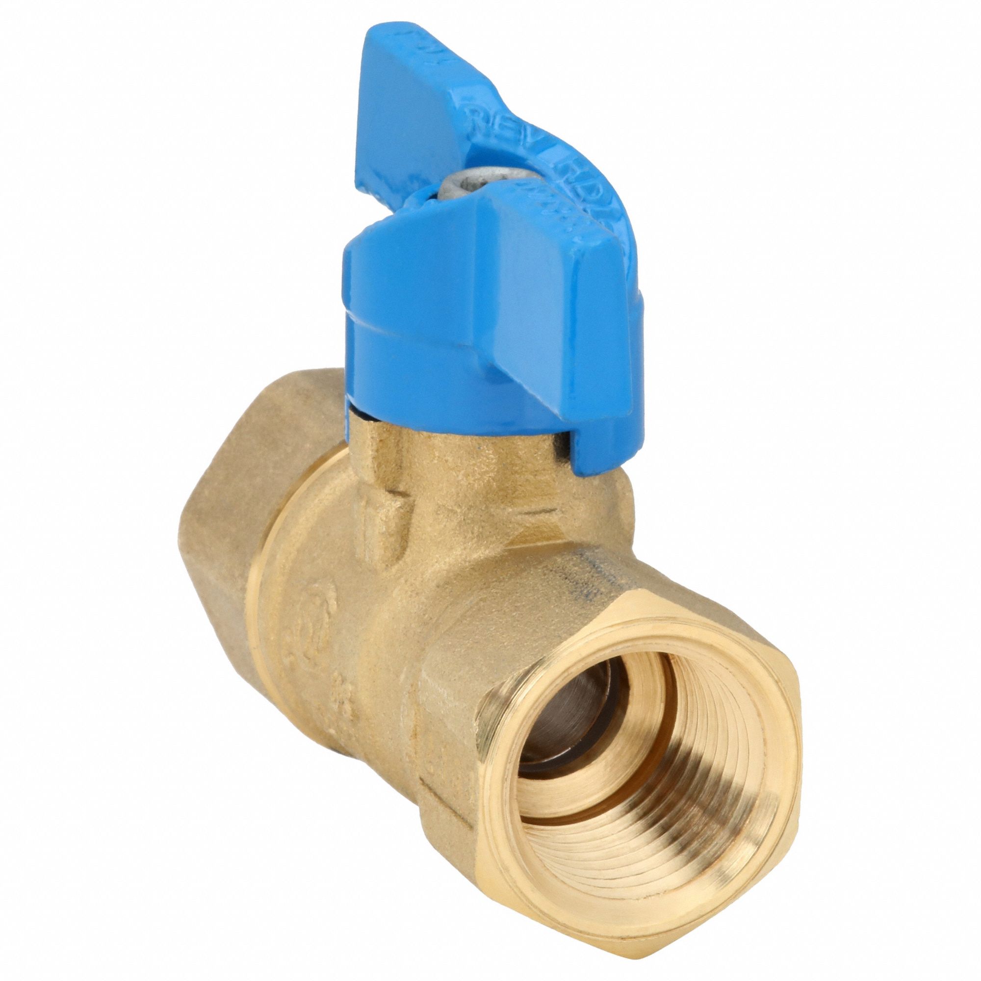 Manual Two-Way Ball Valve: 1/2 in, Brass, Straight, FIP x FIP, Std Port Ball Port