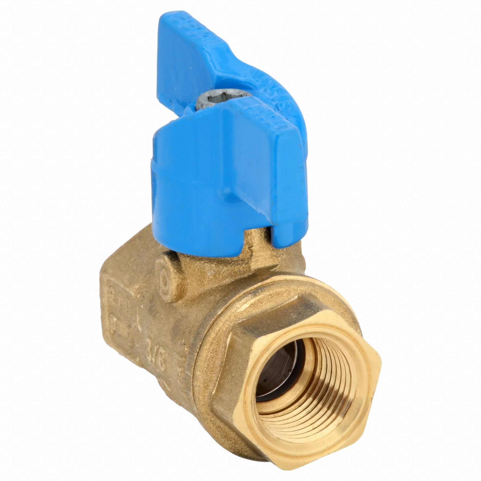Manual Two-Way Ball Valve: 3/8 in, Brass, Straight, FIP x FIP, Std Port Ball Port