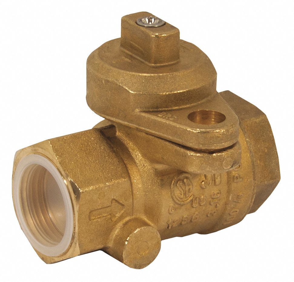 JOMAR VALVE Gas Ball Valve, Brass, Inline, 2Piece, Pipe Size 1 in