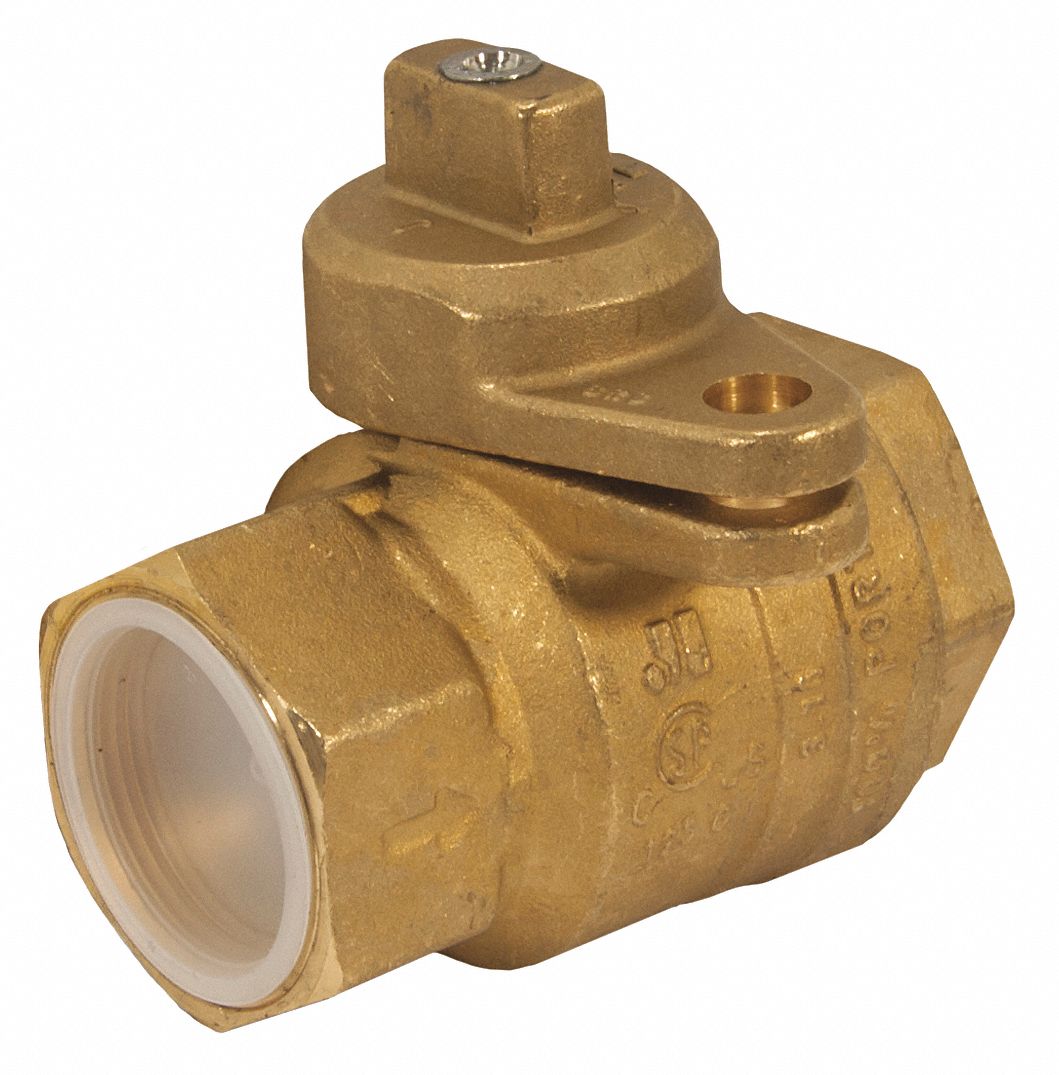 JOMAR VALVE Gas Ball Valve, Brass, Inline, 2Piece, Pipe Size 1 1/2 in