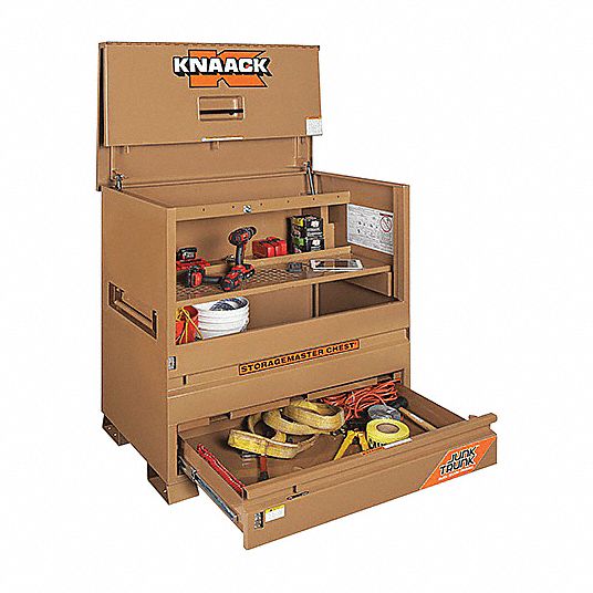 KNAACK Piano-Style Jobsite Box: 48 in Overall Wd, 30 in Overall Dp, 49 in  Overall Ht, Padlockable