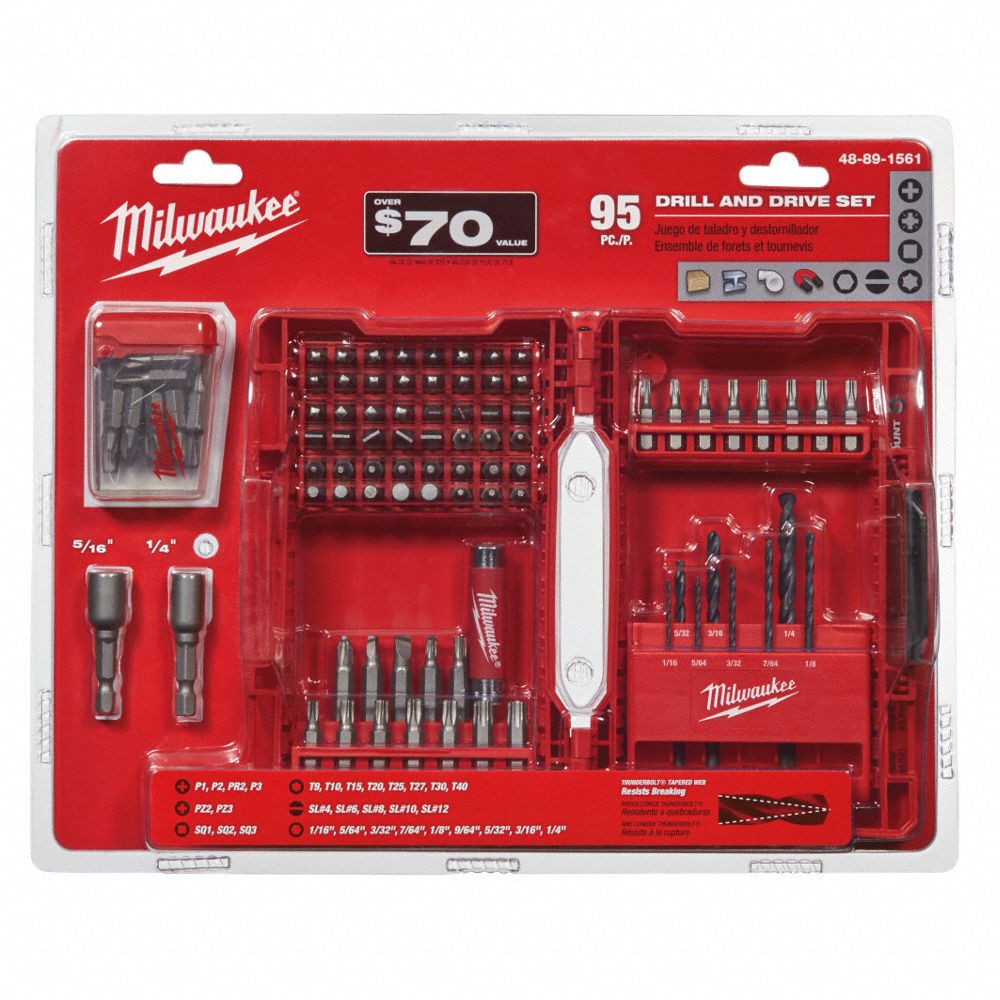 MILWAUKEE Drill and Driver Bit Set Drill and Driver Bit Set, 95 No. of