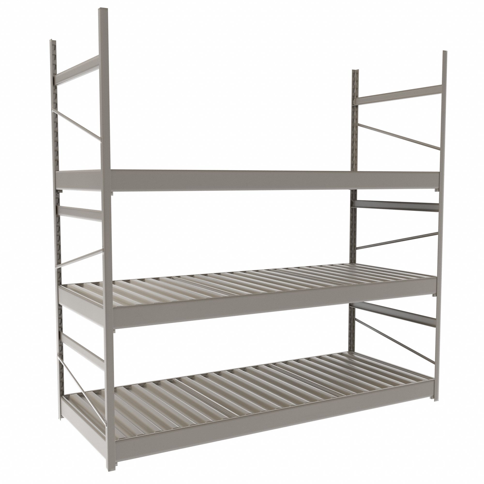 Bulk Rack With Decking: Starter, Light-Duty, 60 in x 24 in x 60 in, Ribbed Steel, 3 Shelves