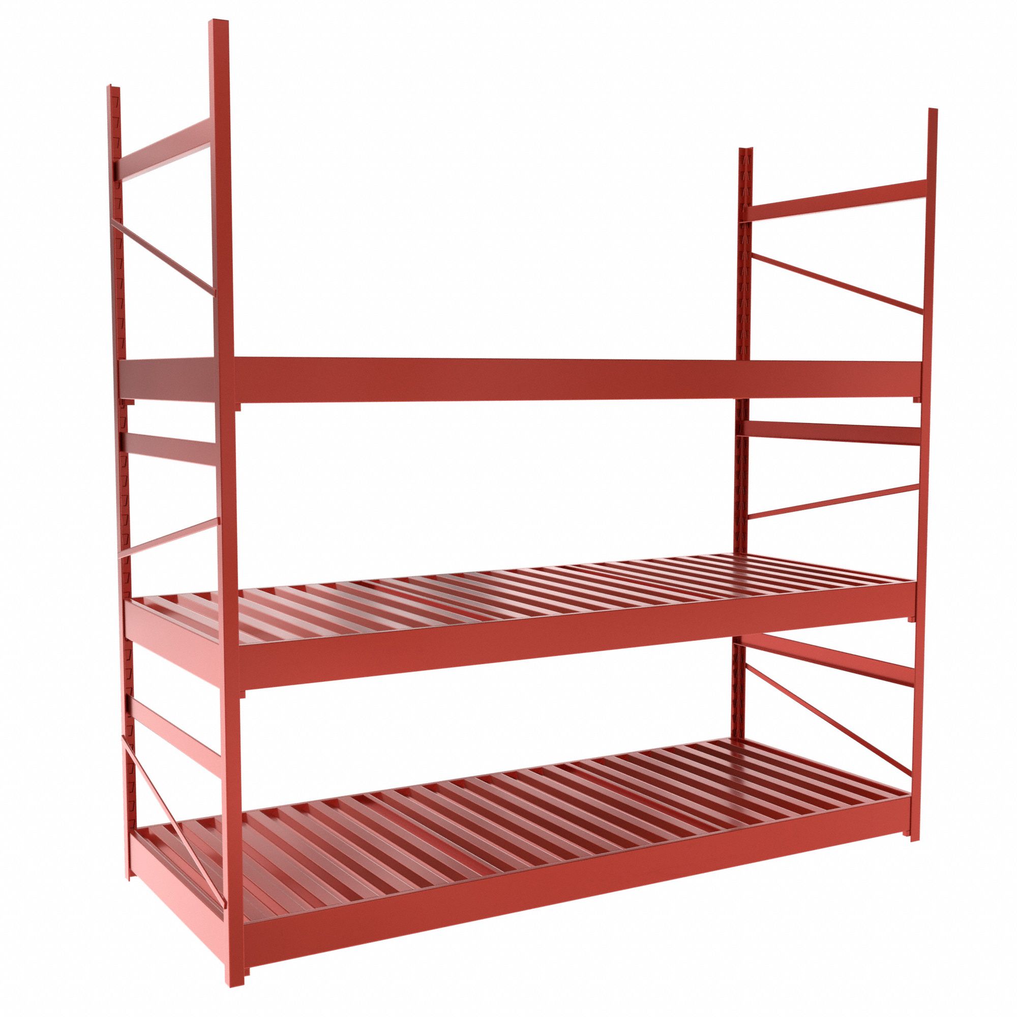 Bulk Rack With Decking: Starter, Light-Duty, 60 in x 24 in x 60 in, Ribbed Steel, 3 Shelves