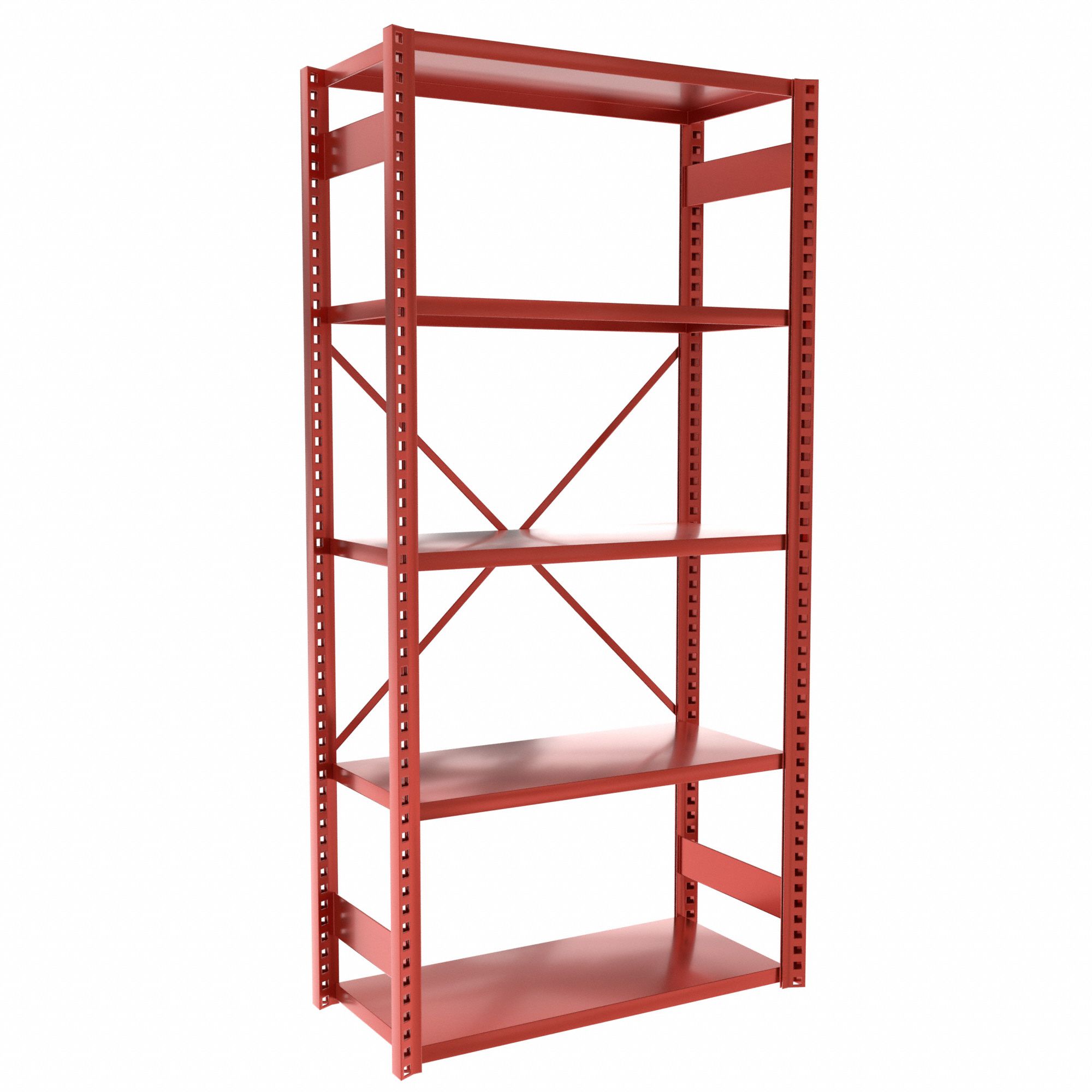 Metal Shelving: Starter, Heavy-Duty, 42 in x 18 in, 84 in Overall Ht, 5 Shelves, Solid Shelf