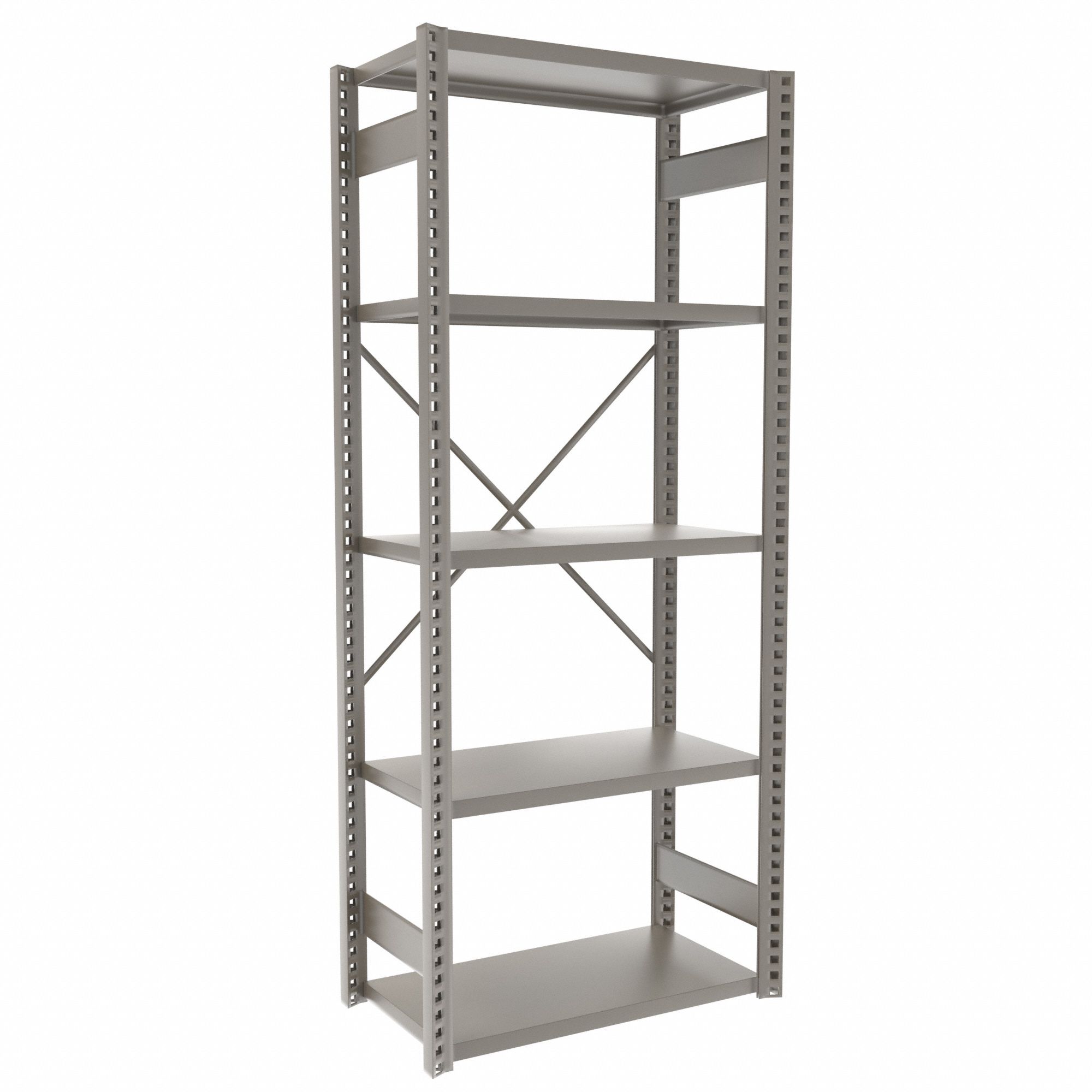 Metal Shelving: Starter, Heavy-Duty, 36 in x 18 in, 84 in Overall Ht, 7 Shelves, Solid Shelf