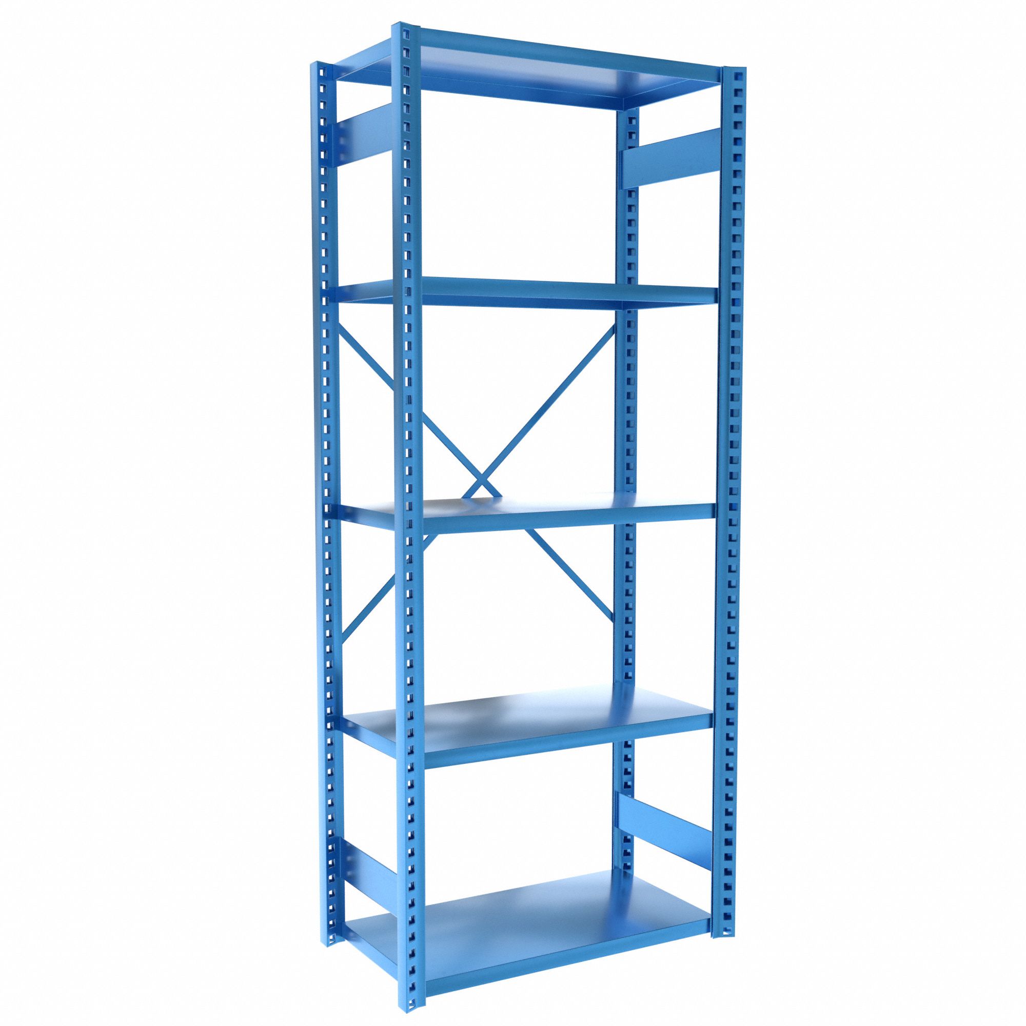 Metal Shelving: Starter, Heavy-Duty, 36 in x 18 in, 84 in Overall Ht, 7 Shelves, Solid Shelf